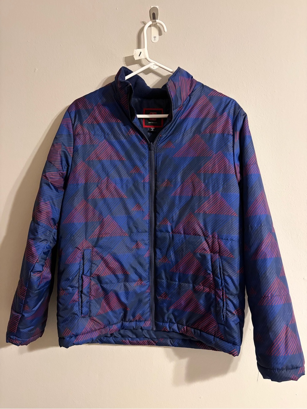 Swiss Tech Boy’s Blue & Maroon Geometric Quilted Puffer Jacket (1)